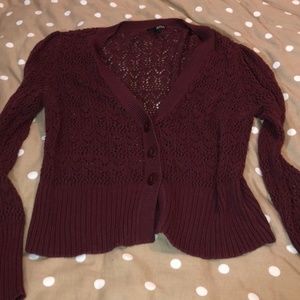 a.n.a. Maroon Crochet Cardigan Large